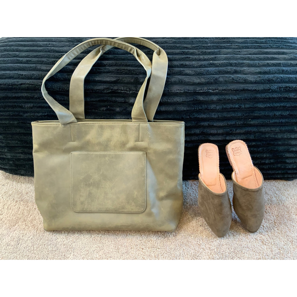 Vrai Cuir‎ Shoulder Bag & Shoe Set Green Sleek & Comfortable Shoe Size 9